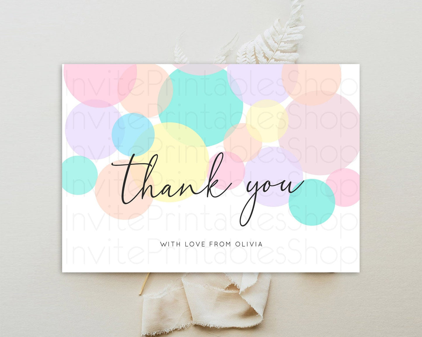 Rainbow Thank You Pastel Thank You Card Pastel Rainbow Birthday Thank You Confetti Colorful Pastel Cards Teacher Thank You Cards D10784