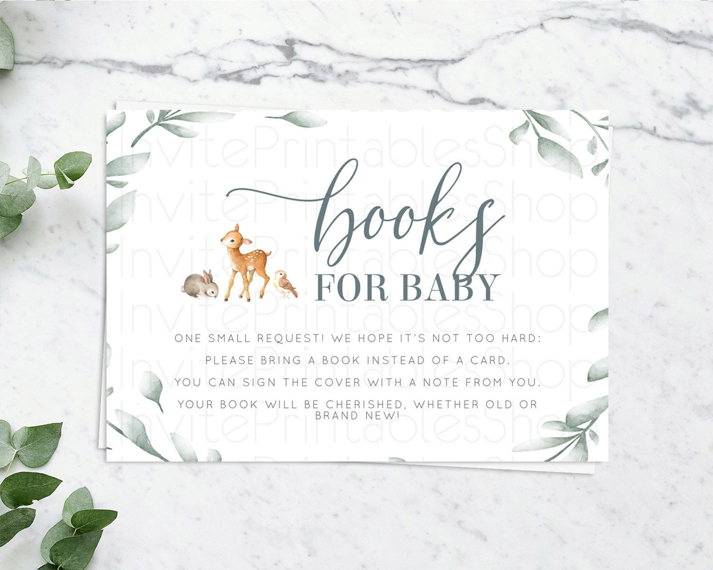 Fawn Books For Baby Card Deer Book Insert Floral Deer Book Card Enchanted Forest Butterfly Pastel Baby Shower Book Poem Request D10872