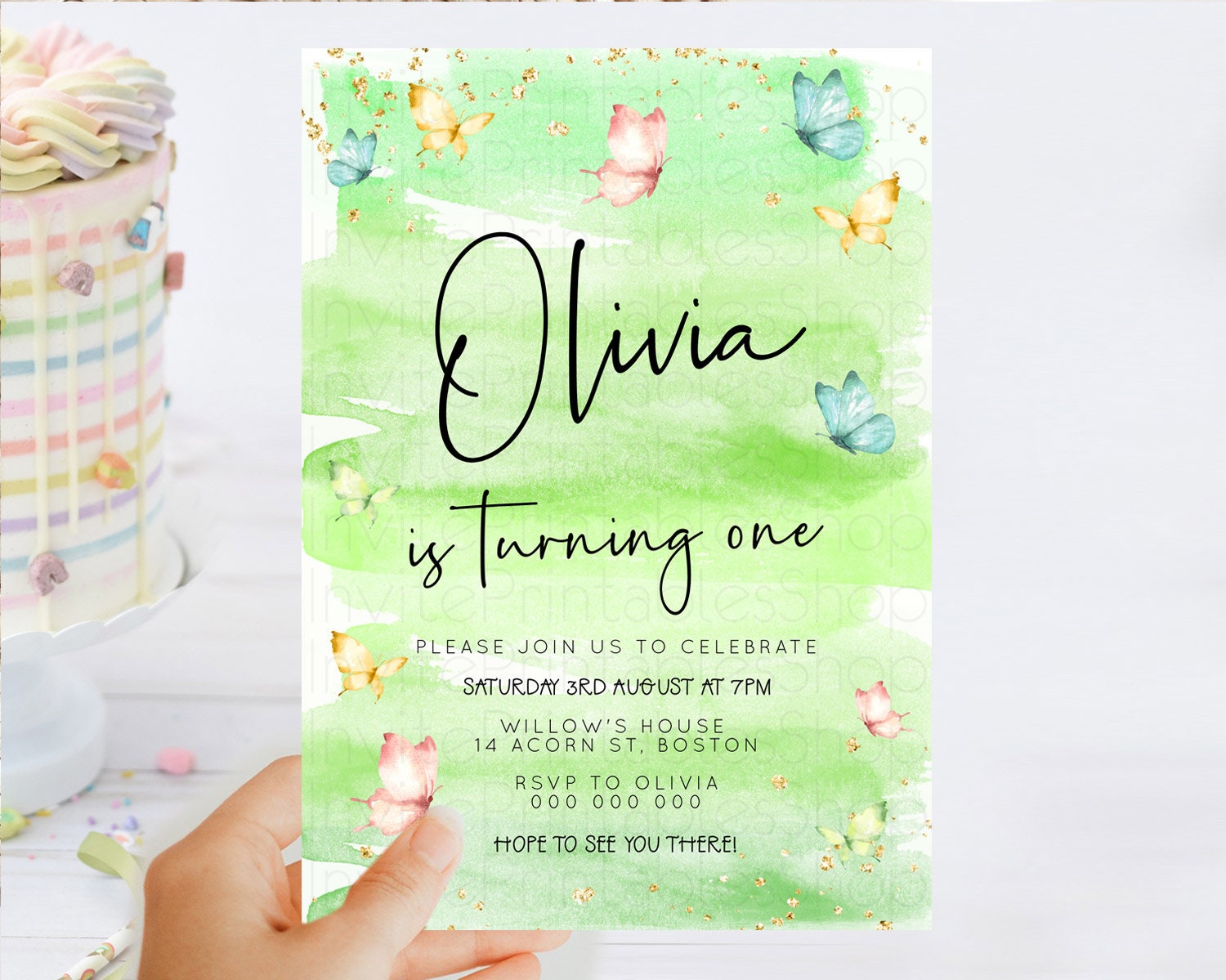 Editable Pastel Butterfly Birthday Invitation Butterfly Birthday Invitation