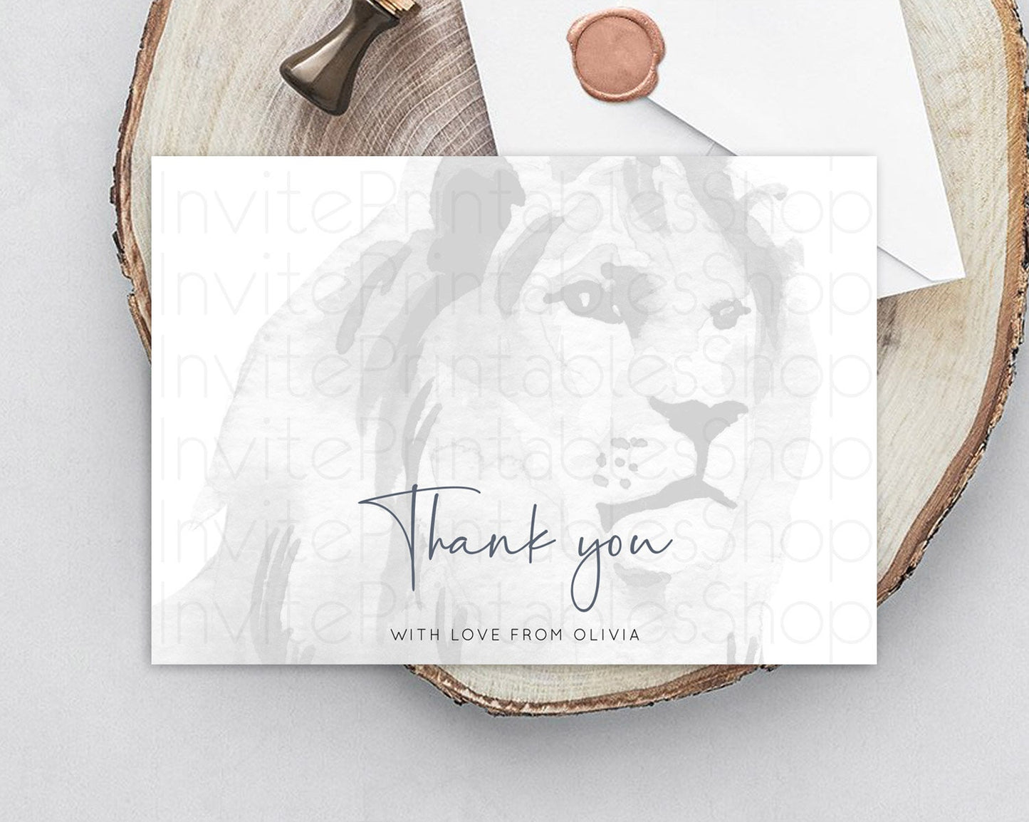 Lion Thank You Lion Thank You Card Lion Party Birthday Thank You Card Safari Lion Cards Dried Palm Fern Lion Teacher Thank You Cards D10299