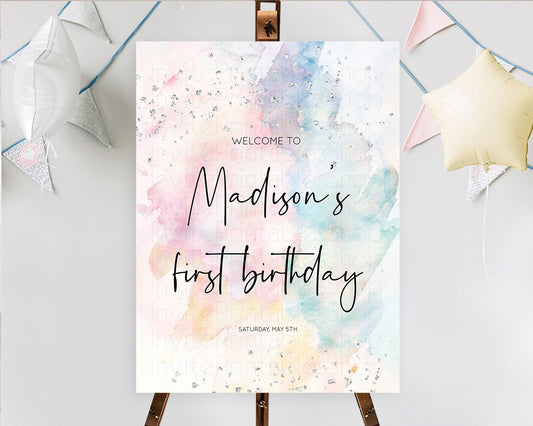 Editable Pastel Rainbow Welcome Sign Pastel Welcome Board Pastel Colorful Pa