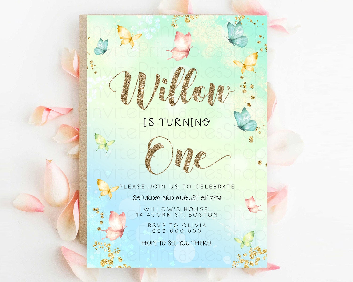 Editable Pastel Butterfly Birthday Invitation Butterfly Birthday Invitation