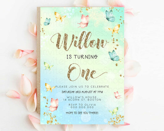 Editable Pastel Butterfly Birthday Invitation Butterfly Birthday Invitation