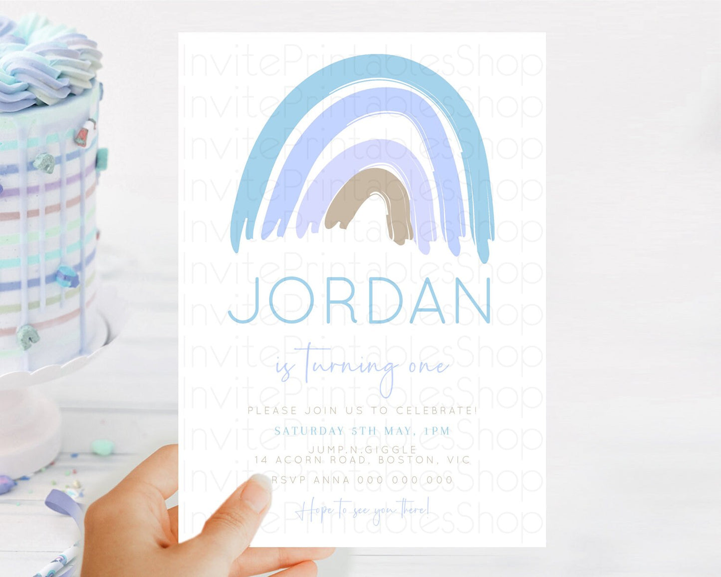 Editable Pastel Rainbow Birthday Invitation Pastel Rainbow Invitation Rainbo