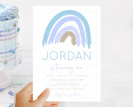 Editable Pastel Rainbow Birthday Invitation Pastel Rainbow Invitation Rainbo