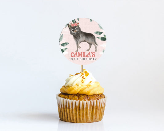 Editable Wolf Cupcake Toppers Wolf Cupcake Pastel Wolf Decor Enchanted Fores