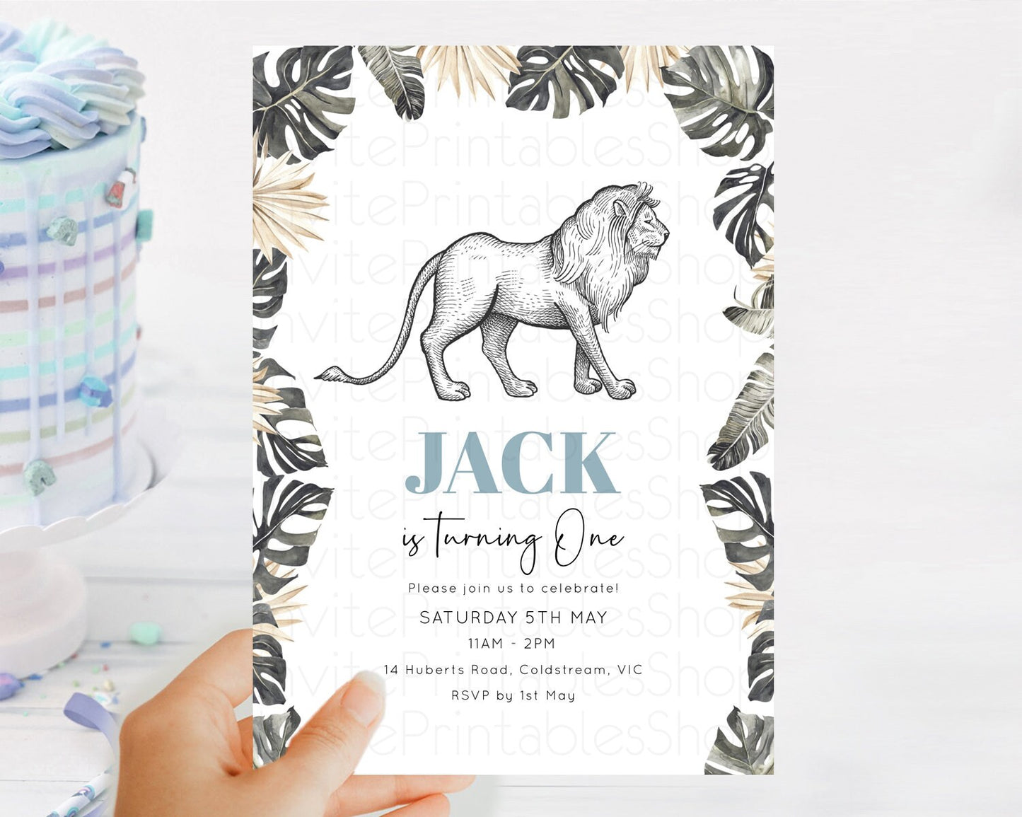 Lion Birthday Invitation Lion Invitation Modern Safari Lion Party 2 Wild 1 Safari Adventure Zoo Birthday Minimalist Lion Invites D10807