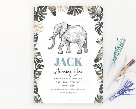 Editable Elephant Birthday Invitation Elephant Invitation Elephant Birthday