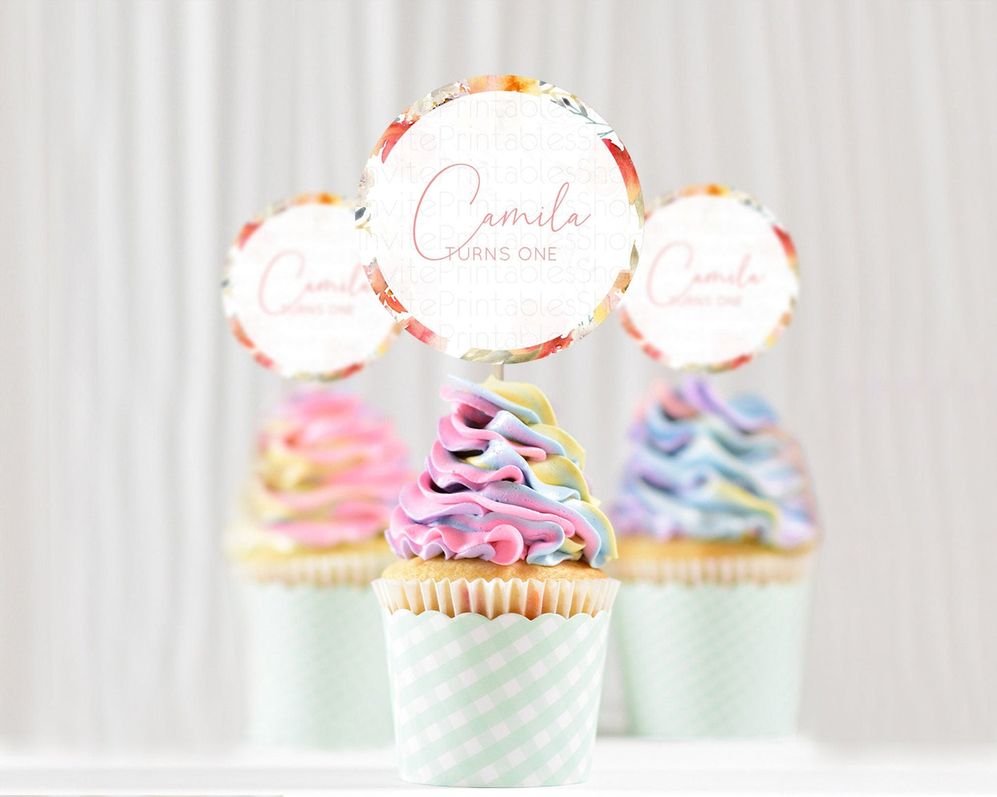 Secret Garden Cupcake Toppers Wildflower Cupcake Toppers Pastel Flowers Cupcake Toppers Enchanted Garden Boho Floral First Birthday D10791