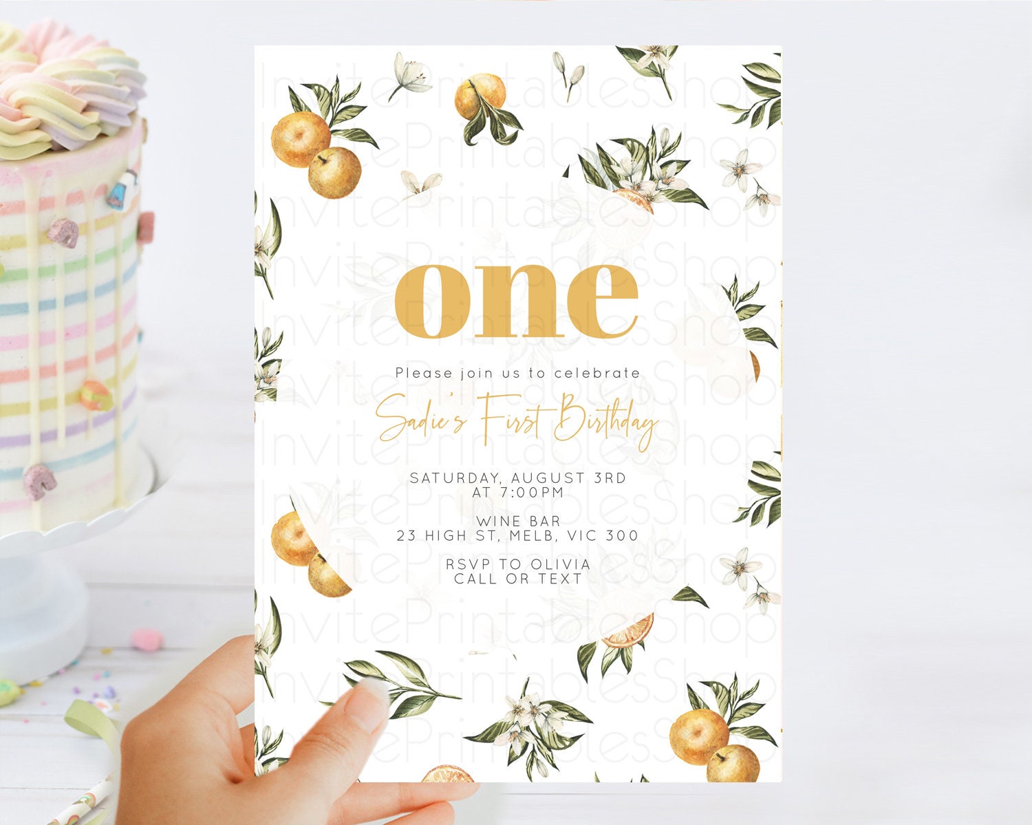 Editable Citrus Birthday Invitation Lemon Invitation Orange Invitation Citru