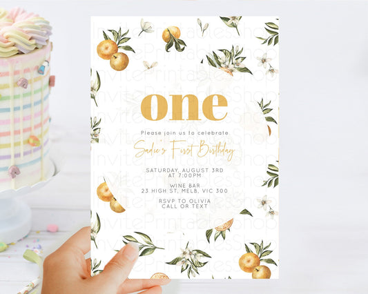 Editable Citrus Birthday Invitation Lemon Invitation Orange Invitation Citru