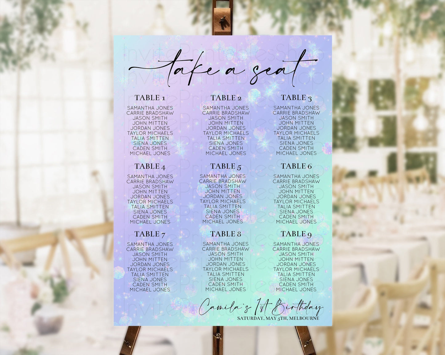 Rainbow Seating Chart Pastel Seating Chart Iridescent Sprinkles Colorful Pastel Watercolor Seating Sign Ombre Pastel Take A Seat D10663