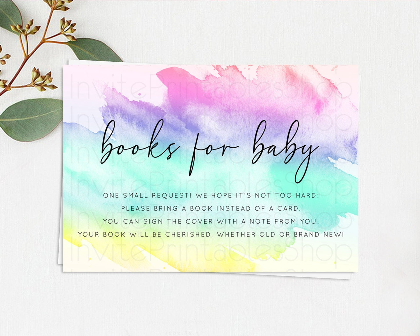 Pastel Books For Baby Card Pastel Rainbow Book Insert Colorful Ombre Watercolor Book Card Confetti Glitter Baby Book Poem Request D10231