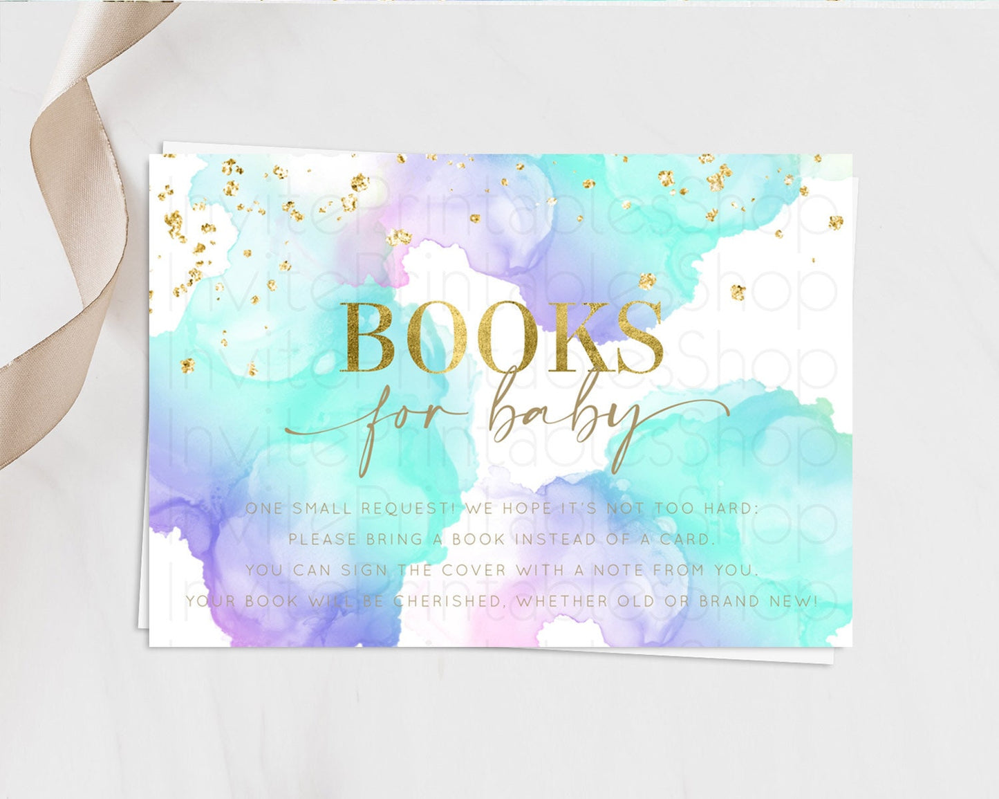 Pastel Books For Baby Card Pastel Rainbow Book Insert Colorful Ombre Watercolor Book Card Confetti Glitter Baby Book Poem Request D10212