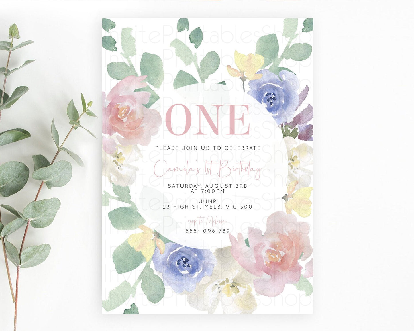 Secret Garden Invitation Wildflower Birthday Invitation Pastel Flowers Invite Enchanted Garden Boho Floral 3rd 2nd First Birthday D10860