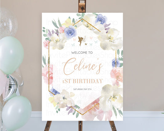 Editable Fairy Welcome Sign Fairy Welcome Board Enchanted Garden Pastel Flor