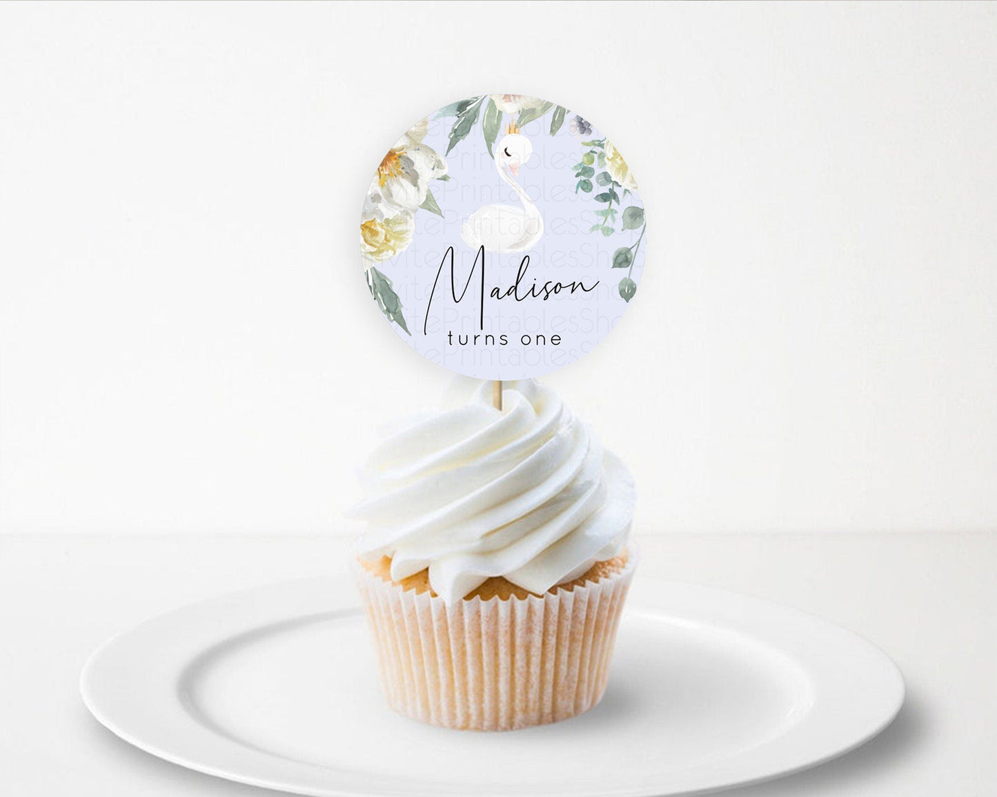 Swan Cupcake Toppers Swan Princess Ballet Cupcake Watercolour Pastel Floral Enchanted Forest Swan Lake Party Decor Secret Garden D10756