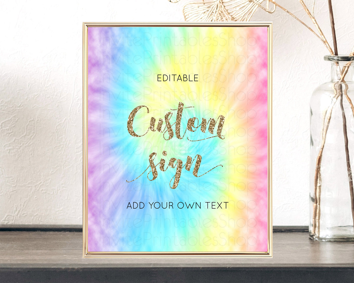 Tie Dye Sign Ombre Table Sign Decor Rainbow Pastel Ombre Watercolor Party 1st Birthday Baptism Baby Shower Bridal Shower Wedding D10580