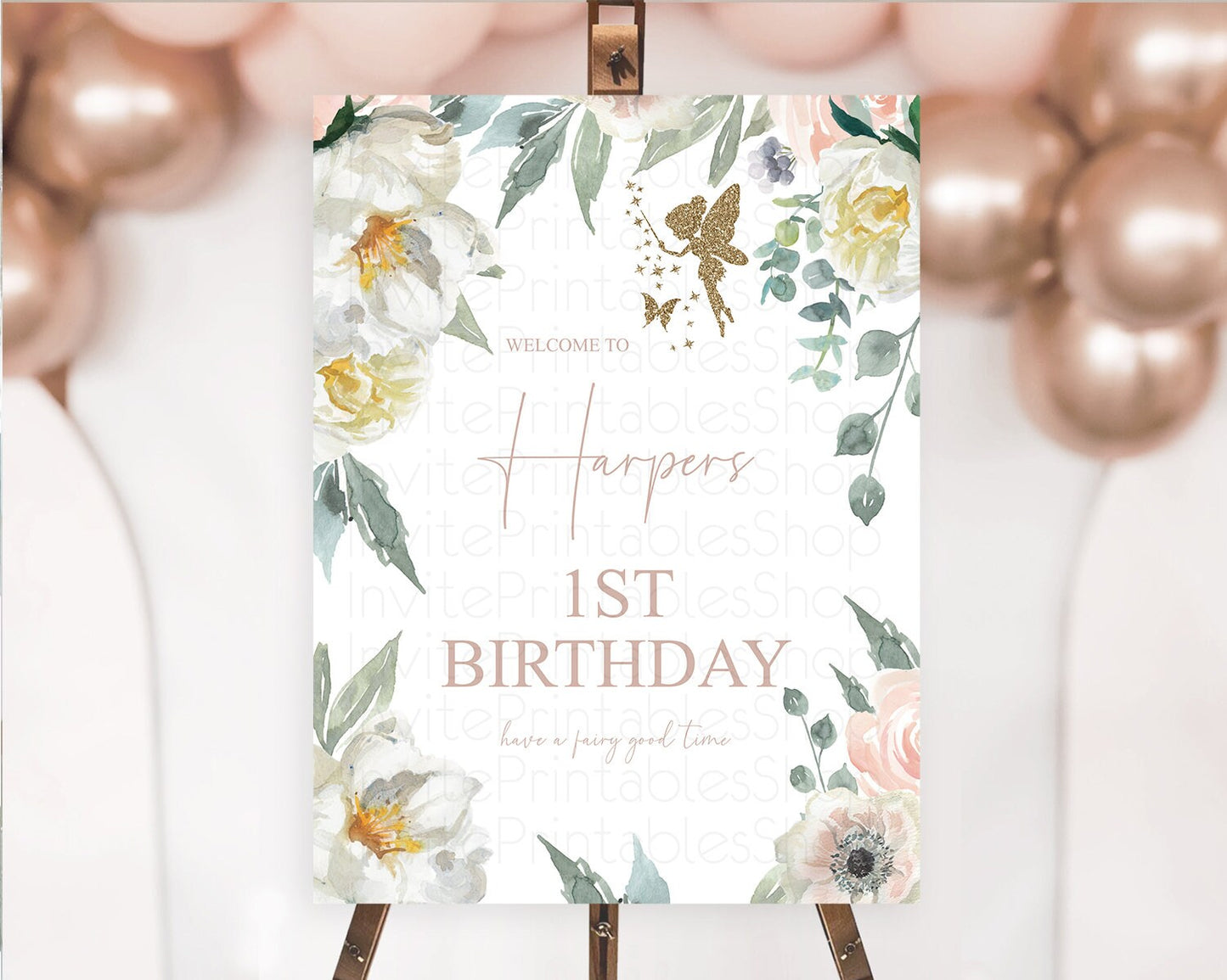 Fairy Welcome Sign Fairy Welcome Board Enchanted Garden Pastel Floral Butterfly Decor Secret Garden First Birthday Welcome Sign D10800