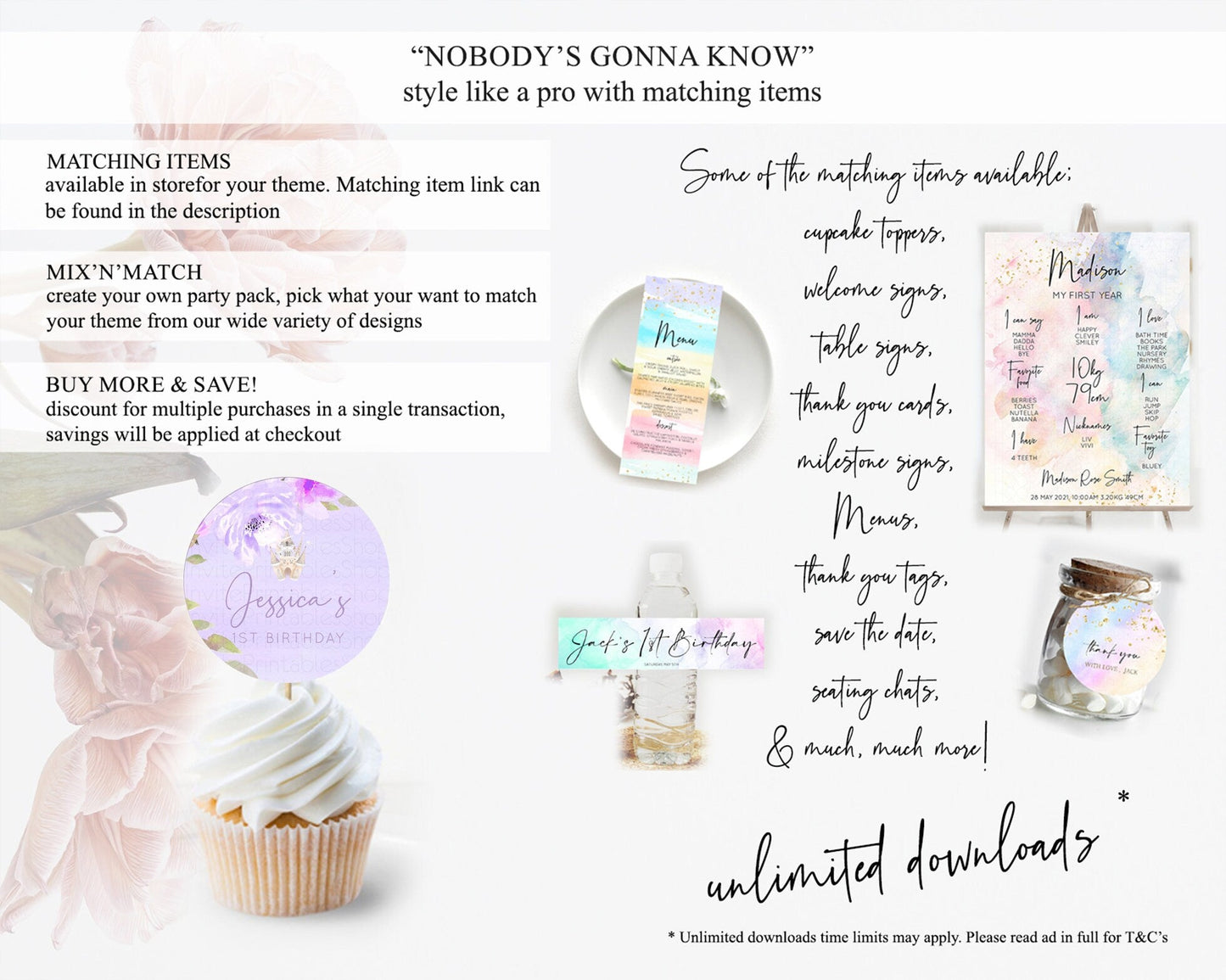 Princess Cupcake Toppers Castle Cupcake Toppers Royal Princess Decor Fairy Tale Enchanted Castle Pastel Floral Garden Table Number D10339