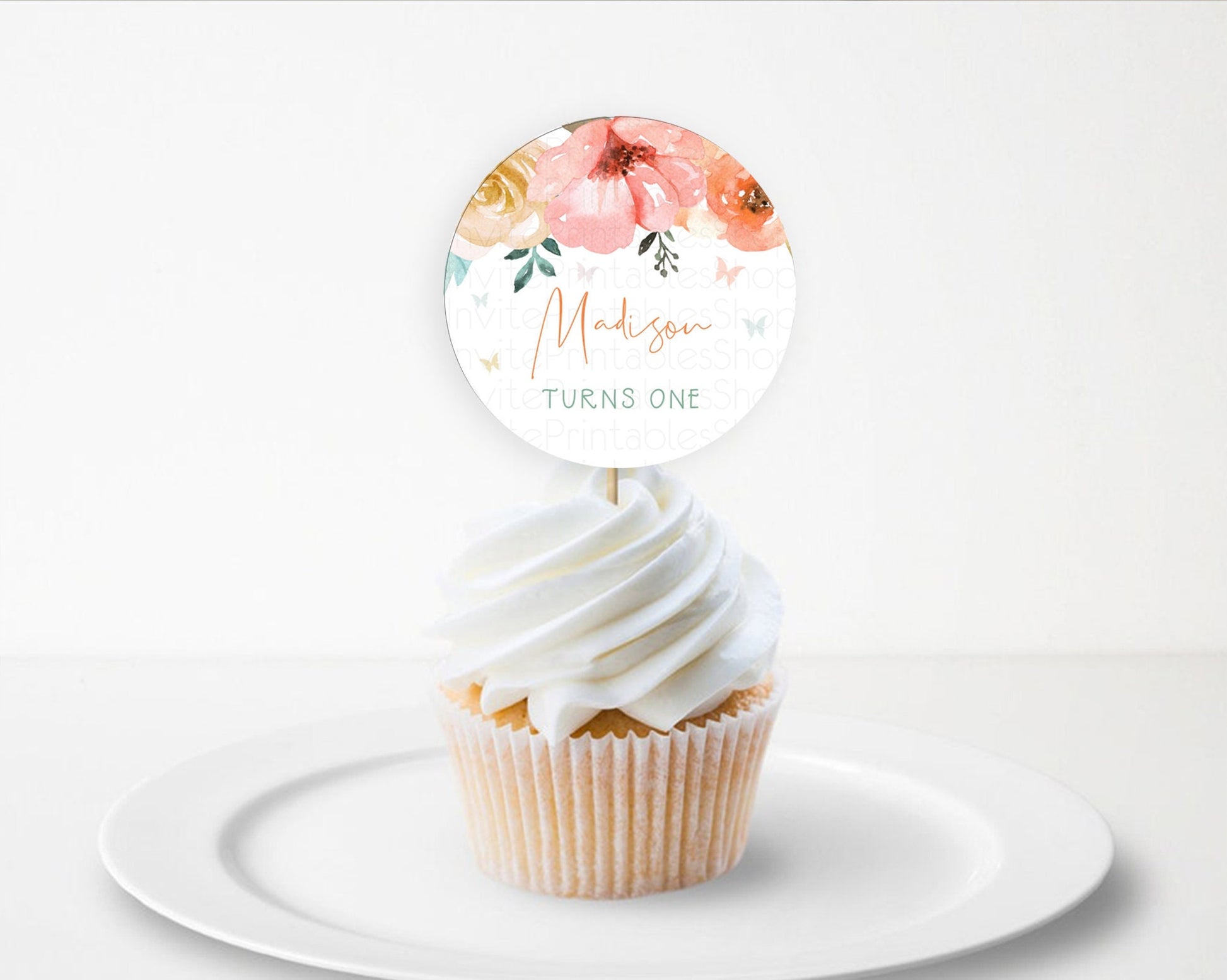 Editable Secret Garden Cupcake Toppers Wildflower Cupcake Toppers Pastel Flo