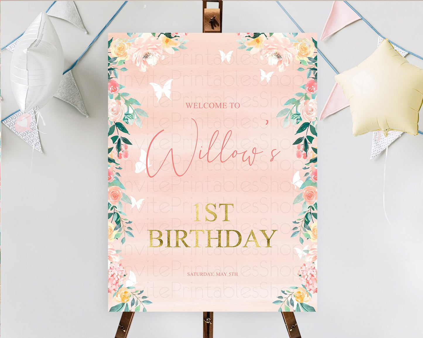 Secret Garden Welcome Sign Wildflower Welcome Board Pastel Flower Garden Welcome Poster Boho Wildflower First Birthday Welcome Sign D10245