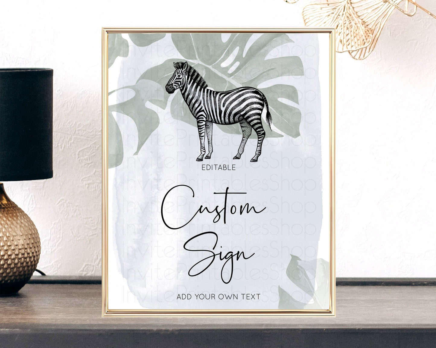 Zebra Sign Zebra Table Sign Decor Zebra Party Sign Template Safari Adventure Zebra Minimal Theme 1st Birthday Baptism Baby Shower D10814