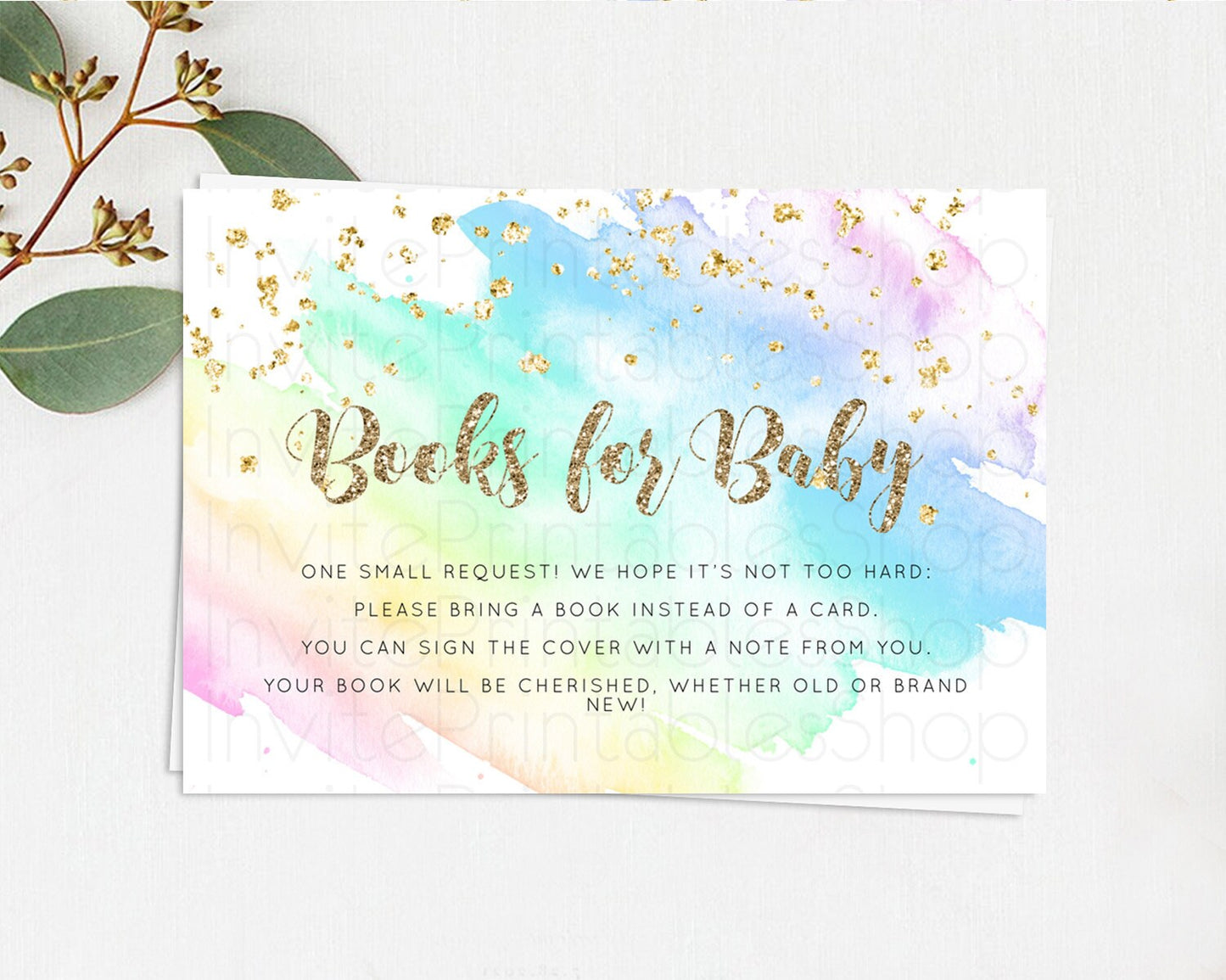 Pastel Books For Baby Card Pastel Rainbow Book Insert Colorful Ombre Watercolor Book Card Confetti Glitter Baby Book Poem Request D10637