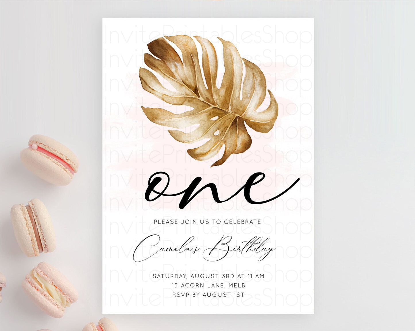 Tropical Invitation Tropical Birthday Invitation Tropical Floral Invitation Palm Leaf Fern Invite Frangipani White Orchid Invitation D11042