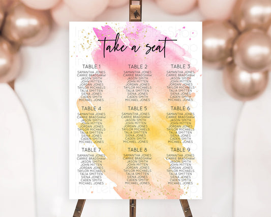 Editable Rainbow Seating Chart Pastel Seating Chart Colorful Pastel Watercol