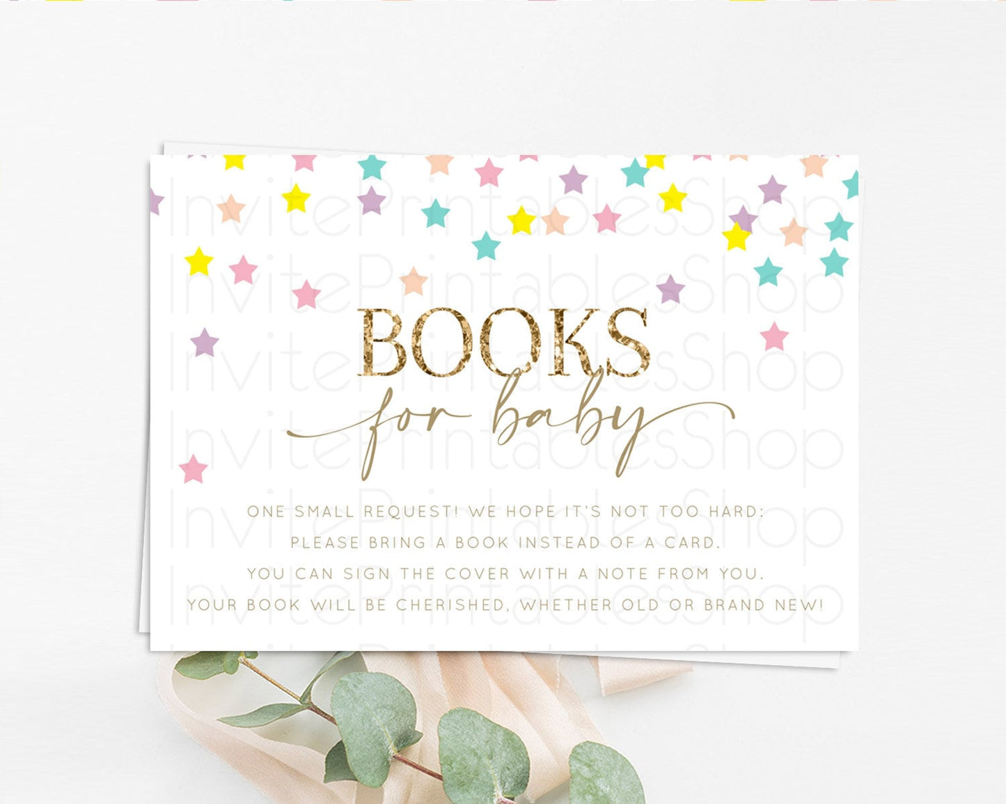 Pastel Star Books For Baby Card Shooting Star Book Insert Twinkle Little Star Book Card Rainbow Confetti Guests Book Poem Request D10601