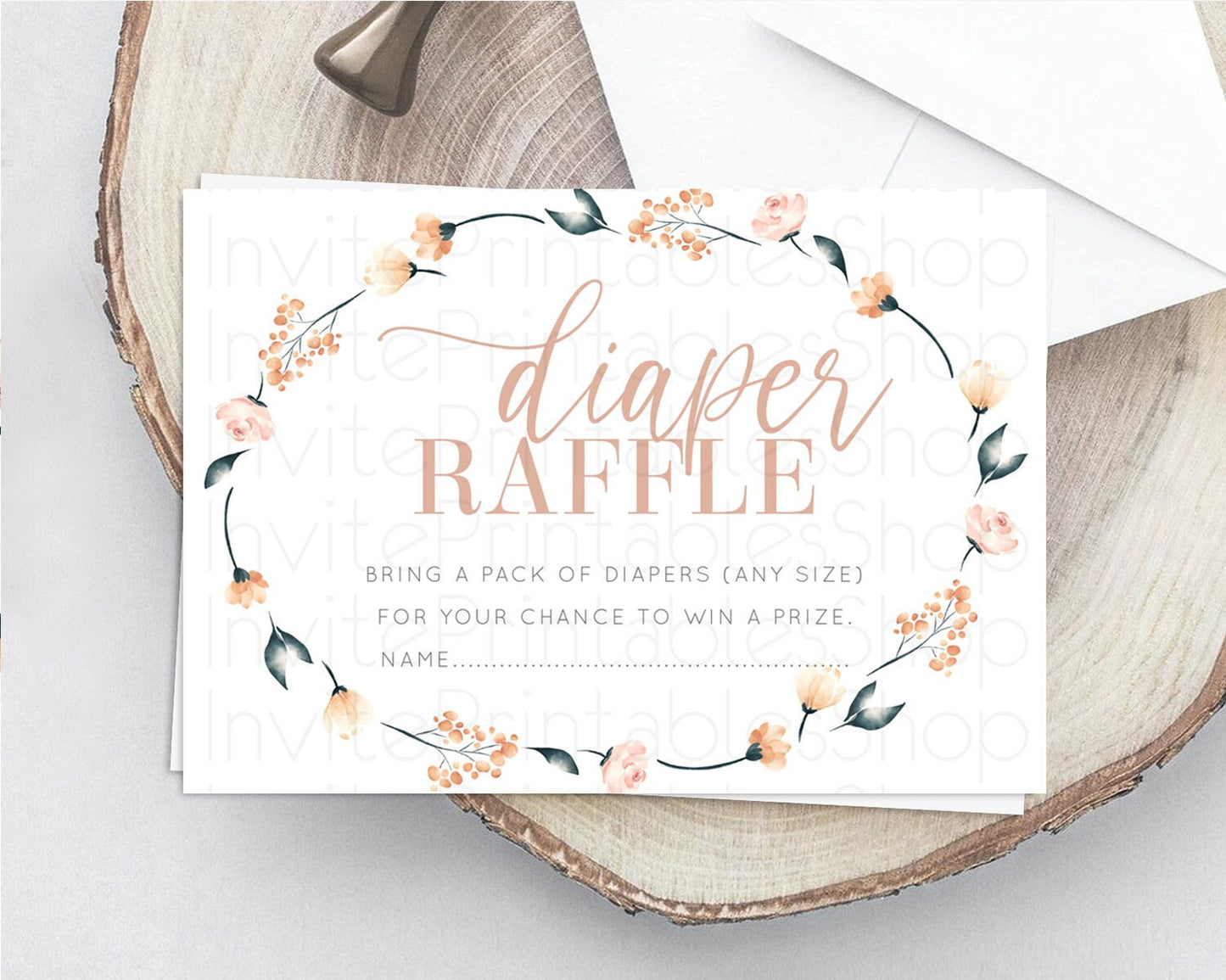 Secret Garden Diaper Raffle Card Boho Wildflower Diaper Raffle Insert Pastel Flower Garden Baby Shower Card Flower Raffle Game D10240