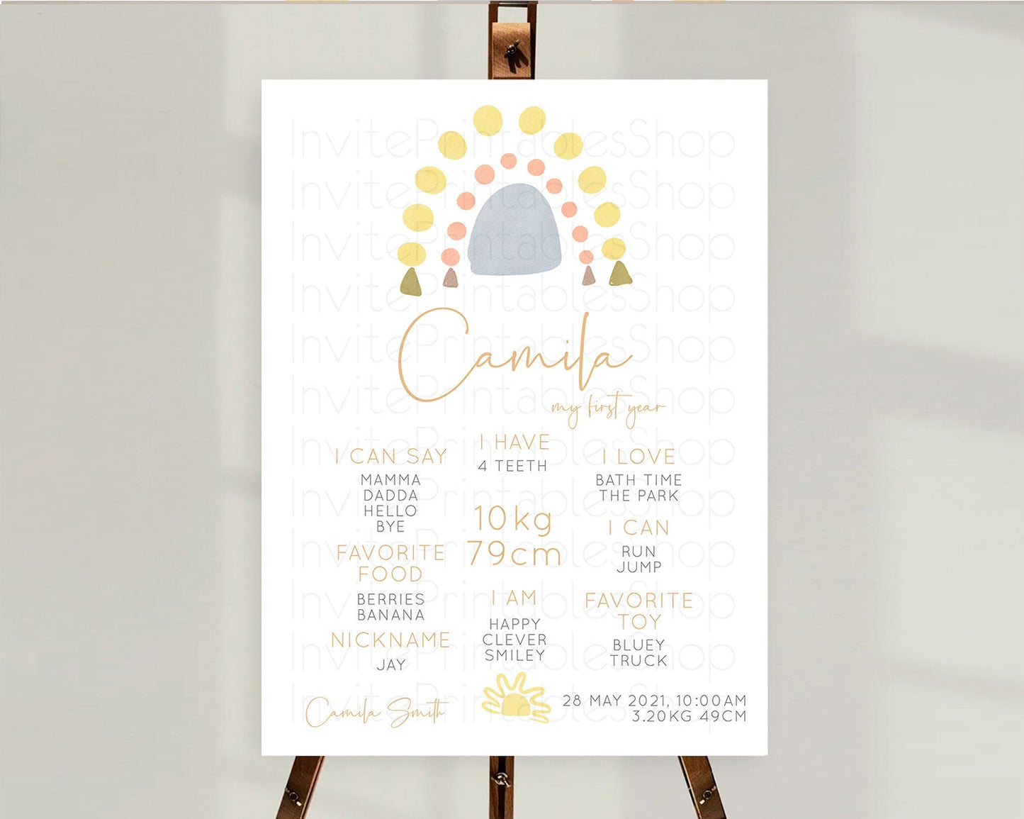 Pastel Rainbow First Birthday Milestone Poster Boho Rainbow Milestone Board Rainbow Milestone Pastel Milestone Rainbow 1st Birthday D10688
