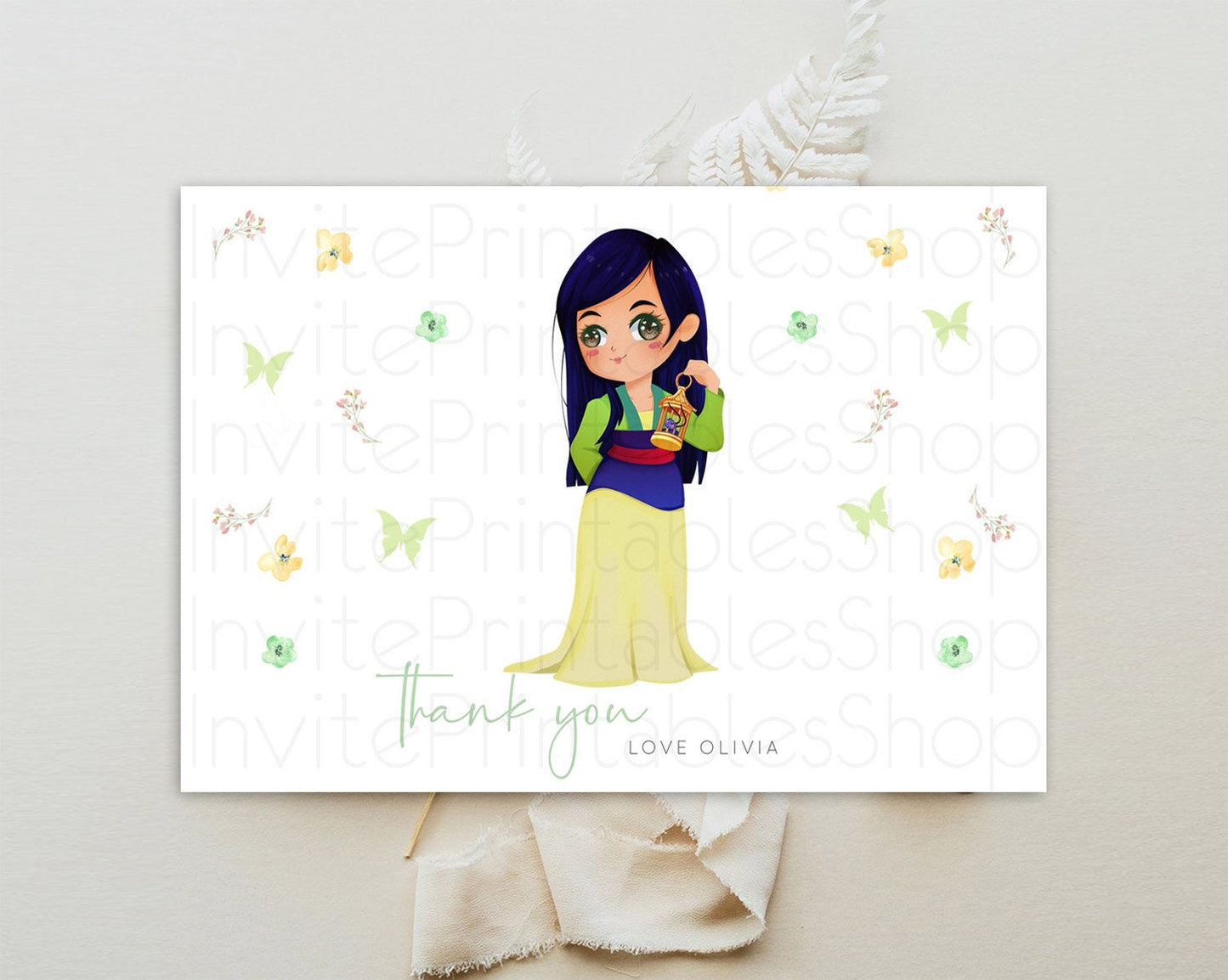 Princess Thank You Castle Thank You Card Secret Garden Birthday Thank You Card Enchanted Castle Pastel Floral Teacher Thank You Card D10350