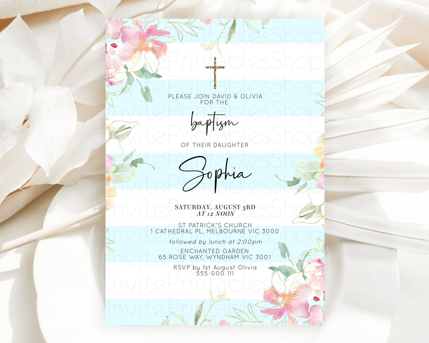 Secret Garden Baptism Invitation Wildflower Baptism Birthday Invite Pastel Flowers Christening Invite Enchanted Garden Boho Floral  D10303