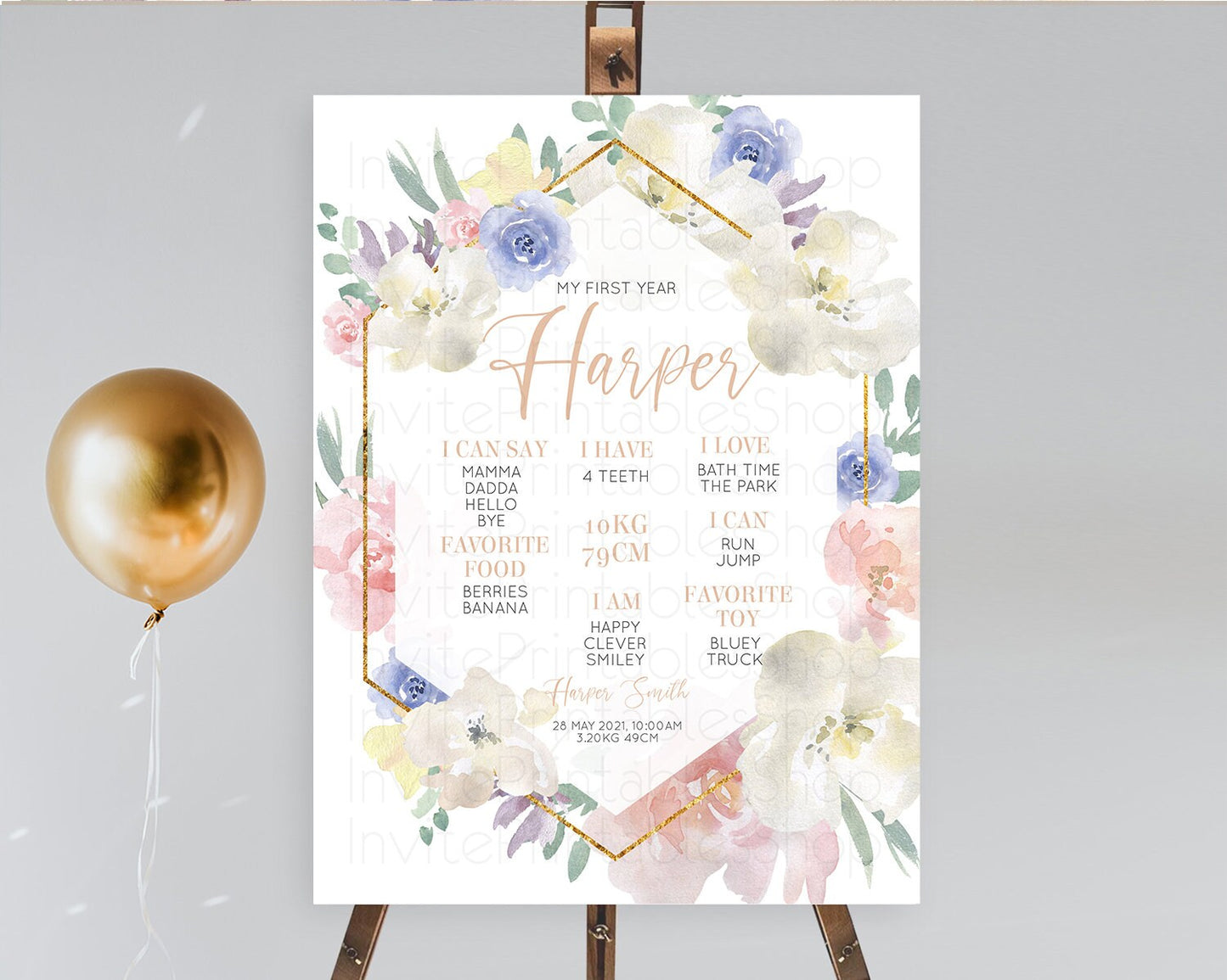 Secret Garden Milestone Board Wildflower First Birthday Milestone Poster Pastel Flowers Milestone Boho Wildflower 1st Birthday Sign D10254