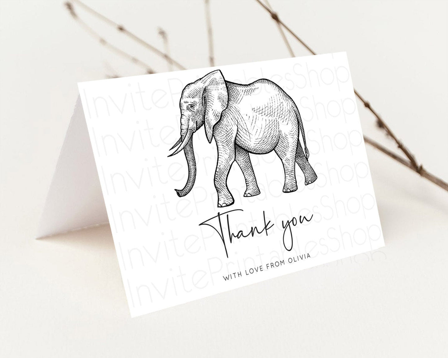 Pastel Elephant Thank You Rainbow Elephant Thank You Card Colorful Rainbow Birthday Thank You Pastel Teacher Thank You Card Template D10248