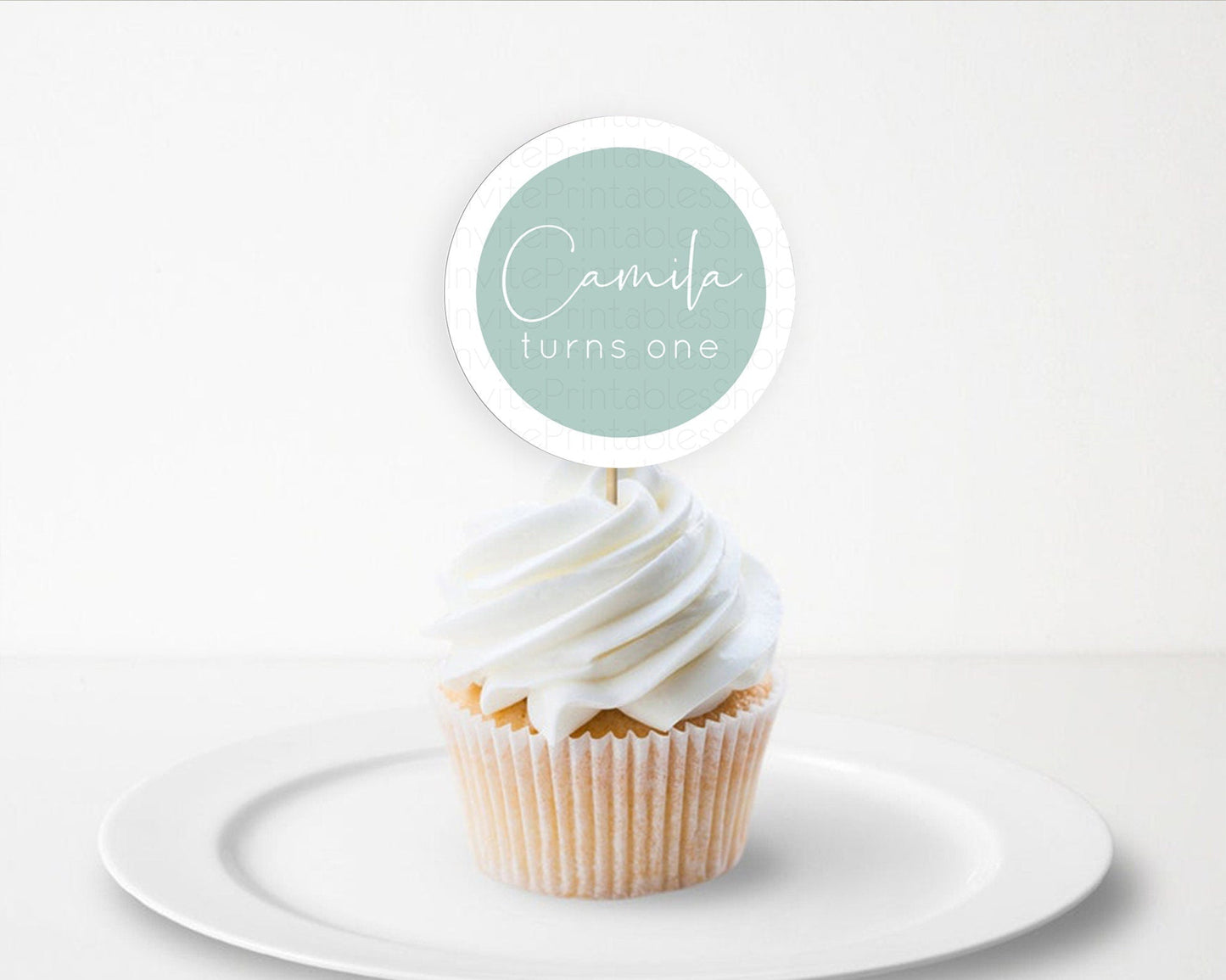 Green Cupcake Toppers Plain Green Cupcake Minimalist Green Cupcake Pastel Green Table Number Cupcake Topper Blue Decor D10736