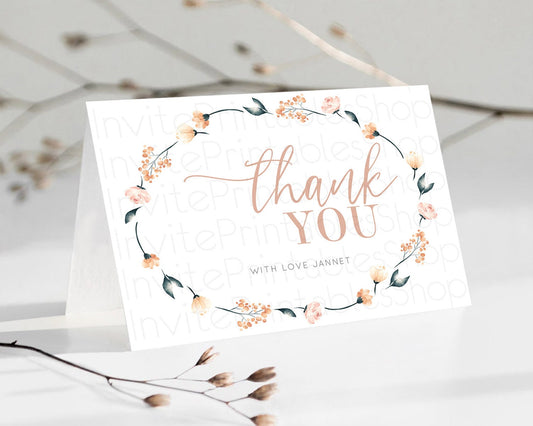 Editable Secret Garden Thank You Wildflower Thank You Card Pastel Flower Gar