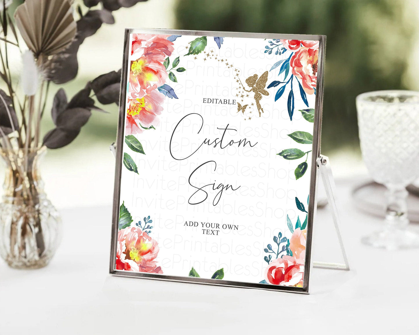 Fairy Sign Enchanted Garden Table Sign Decor Pastel Floral Butterfly Party Secret Garden Birthday Baptism Baby Shower Bridal Shower D10752