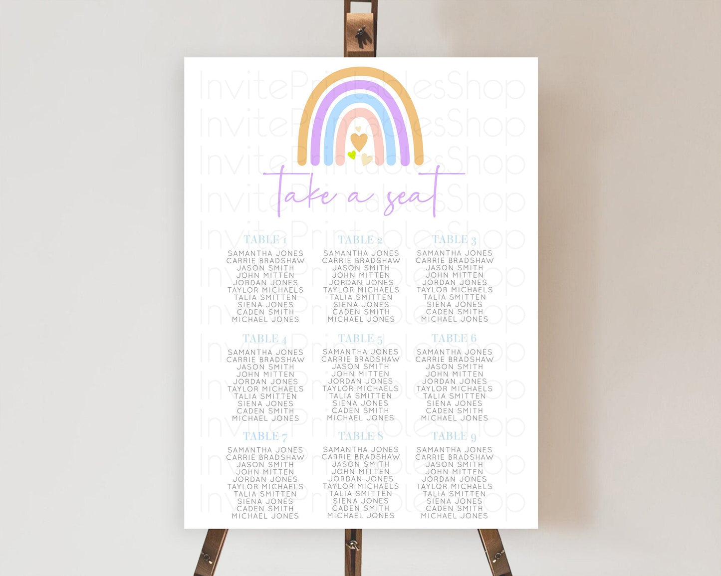 Pastel Rainbow Seating Chart Boho Rainbow Seating Chart Rainbow Seating Chart Pastel Seating Chart Boho Rainbow Seating Sign D10238