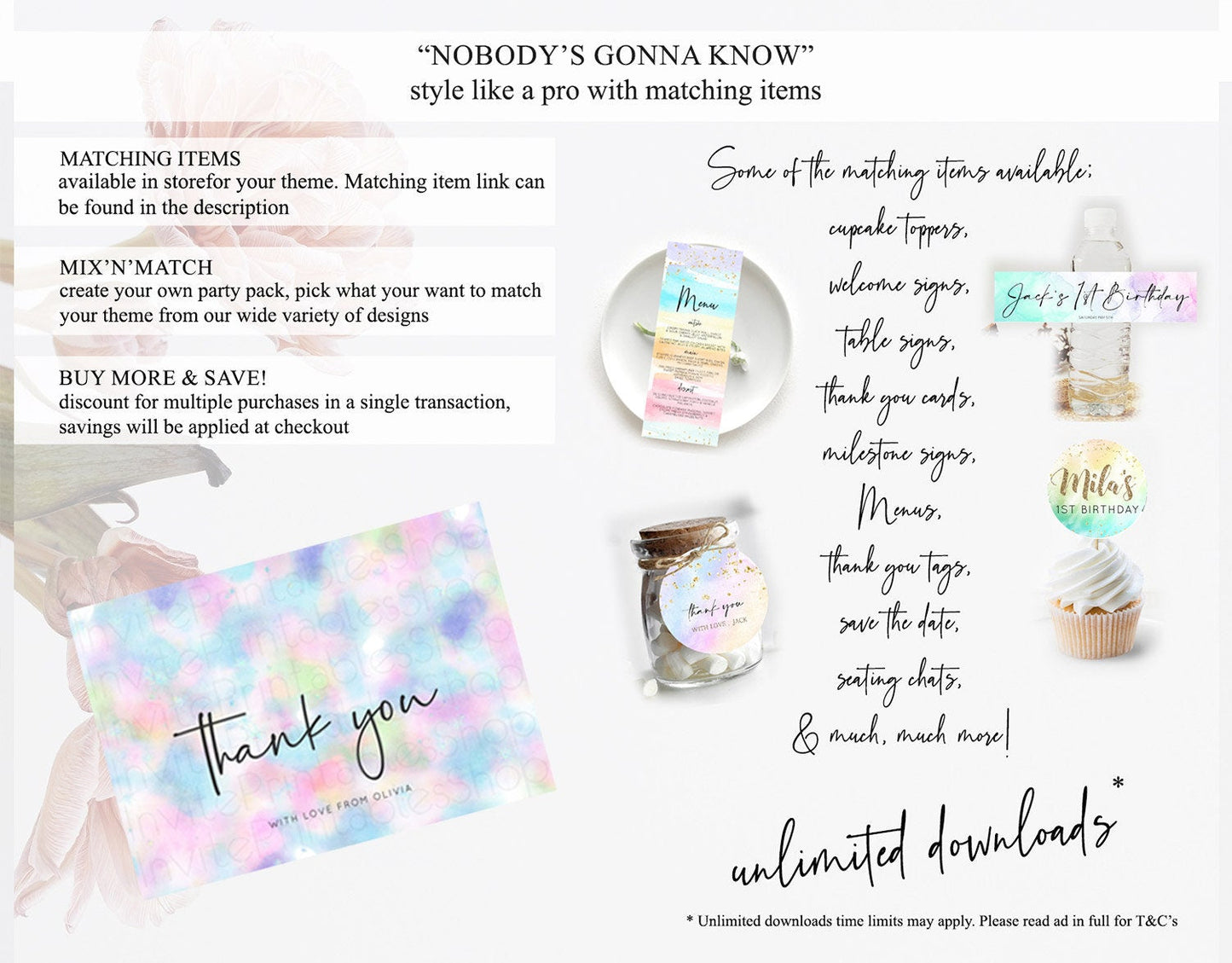 Pastel Thank You Rainbow Thank You Card Colorful Pastel Birthday Thank You Card Confetti Watercolor Pastel Teacher Thank You Cards D10694