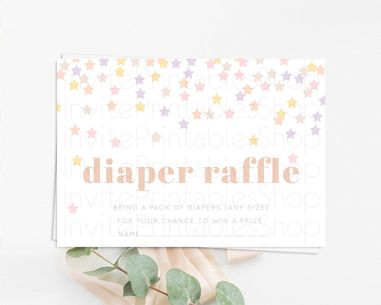 Pastel Star Diaper Raffle Card Shooting Star Diaper Raffle Insert Twinkle Little Star Diaper Ticket Rainbow Confetti Raffle Game D10810