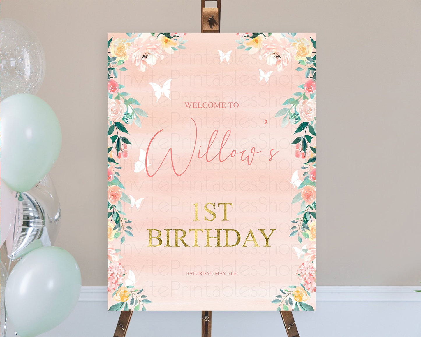 Secret Garden Welcome Sign Wildflower Welcome Board Pastel Flower Garden Welcome Poster Boho Wildflower First Birthday Welcome Sign D10245