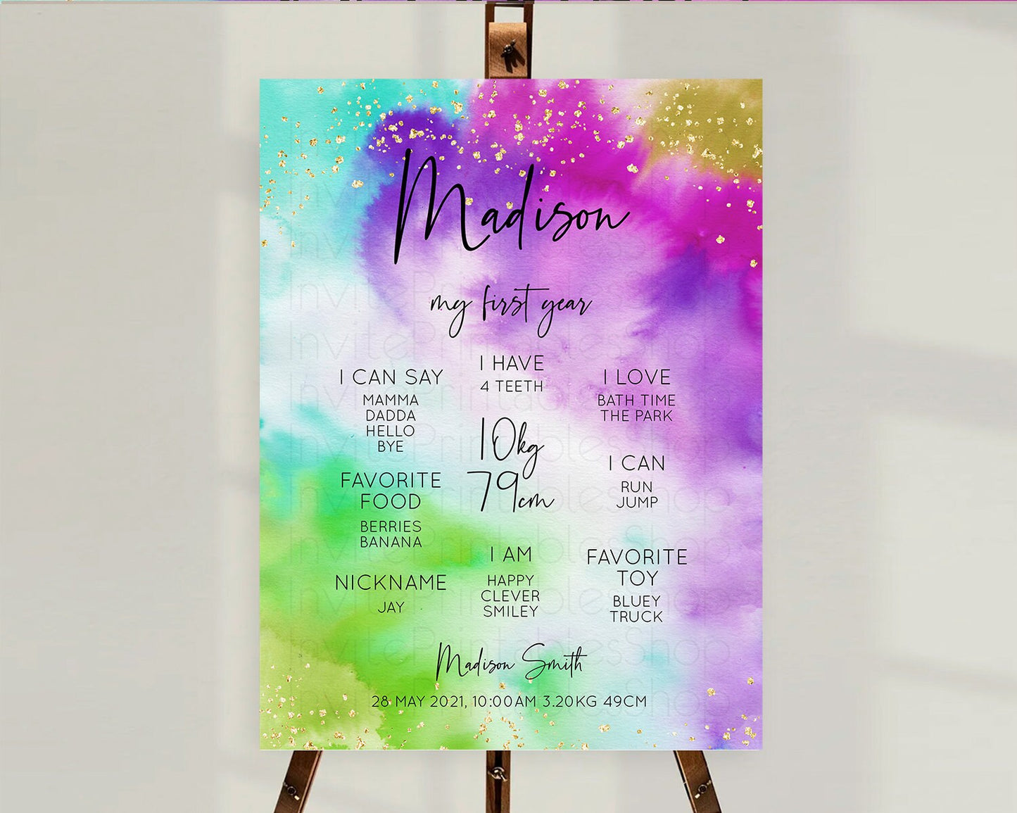 Tie Dye Milestone Board Rainbow First Birthday Milestone Poster Pastel Milestone Colorful Milestone Board Pastel Rainbow Birthday D10536