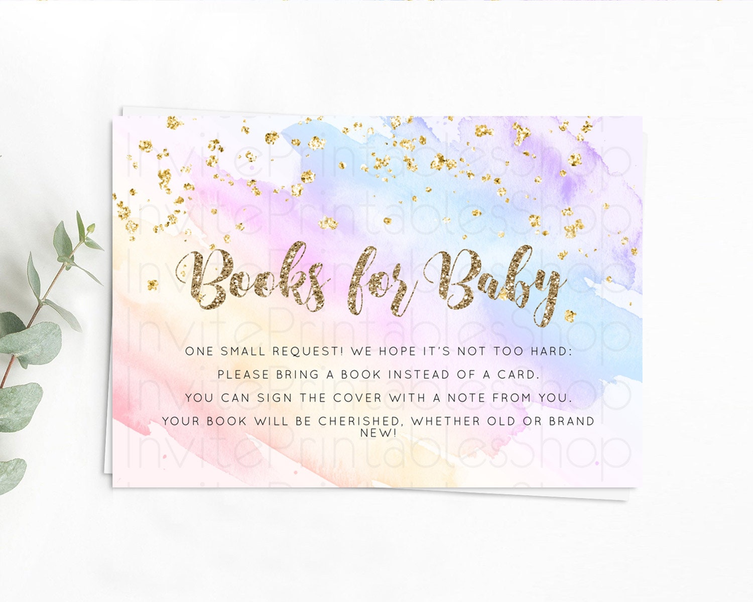 Editable Pastel Books For Baby Card Pastel Rainbow Book Insert Colorful Ombr