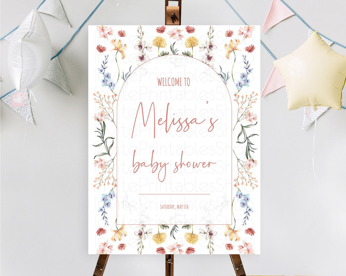 Secret Garden Baby Shower Welcome Sign Wildflower Welcome Board Pastel Flower Garden Welcome Poster Boho Wildflower Welcome Sign D10682