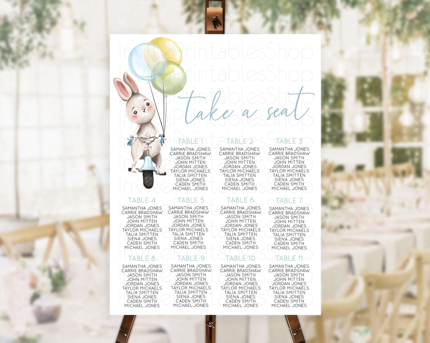 Bunny Seating Chart Pastel Bunny Seating Chart Bunny Balloon Seating Sign Pastel Confetti Balloon Bunny Seating Board Bunny Decor D10783