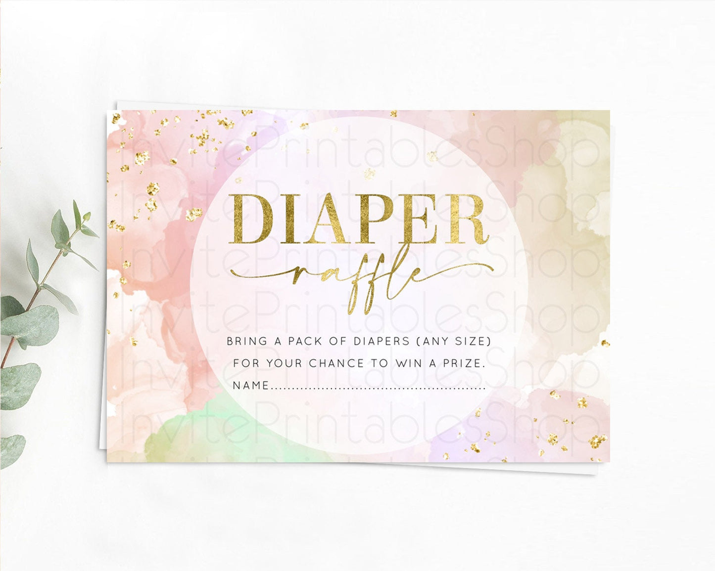 Pastel Diaper Raffle Card Pastel Rainbow Diaper Raffle Insert Colorful Ombre Watercolor Diaper Ticket Confetti Glitter Raffle Game D10627