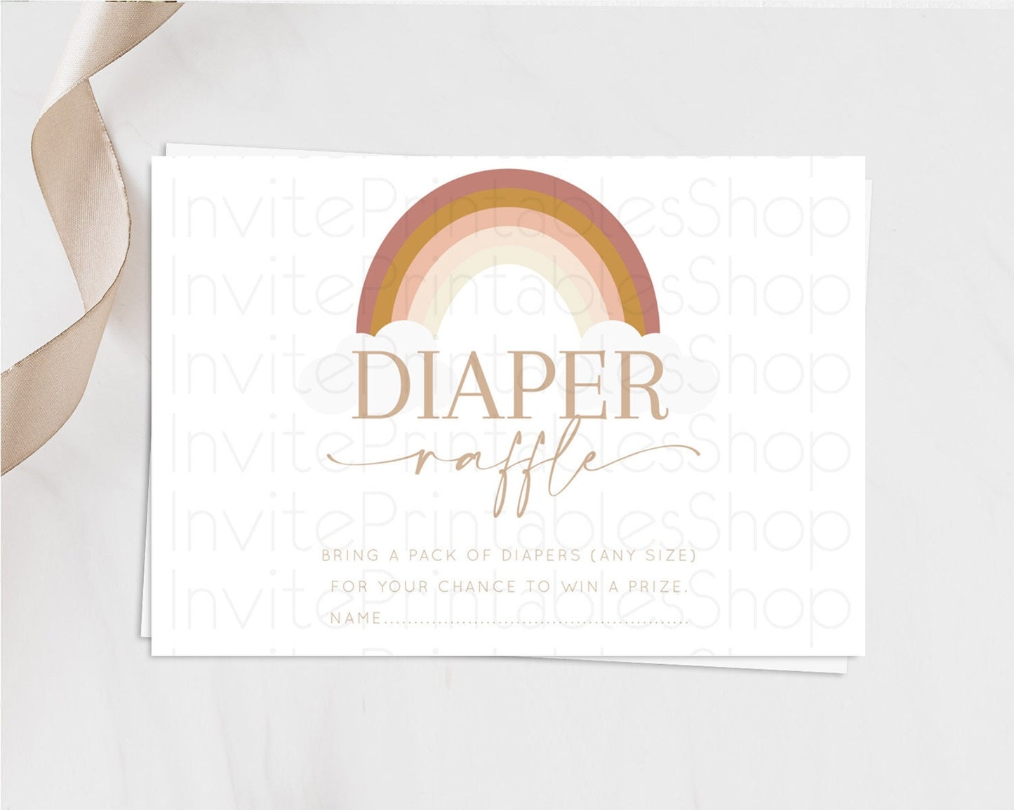 Pastel Rainbow Diaper Raffle Card Boho Rainbow Diaper Insert Boho Rainbow Diaper Ticket Pastel Watercolor Baby Shower Raffle Game D10122